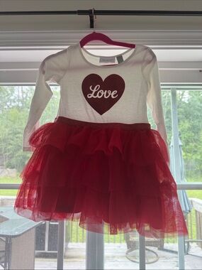 The Children's Place White & Red 'Love' Tulle Skirt Dress